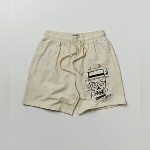 Reason Brand Walter Khaki Cream Graphic and Quote Shorts Size Small NWT 2923